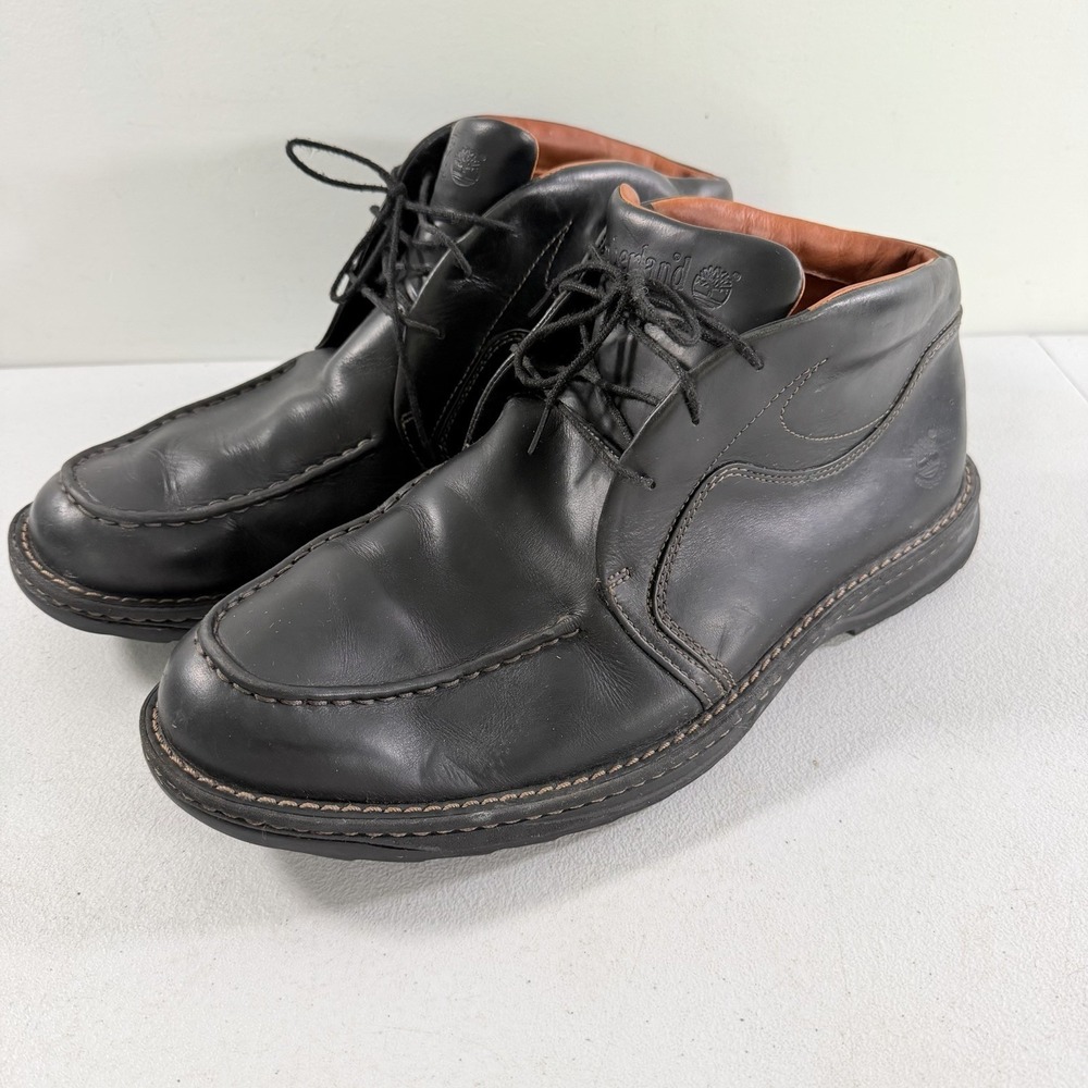 Timberland Smart Comfort Men's Black Leather Moc Toe Chukka Boots Size 10.5 M